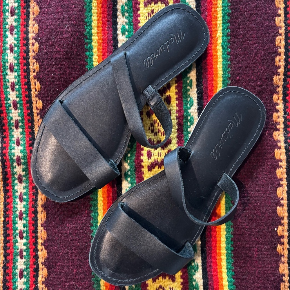 Madewell Black Leather Boardwalk Sandals